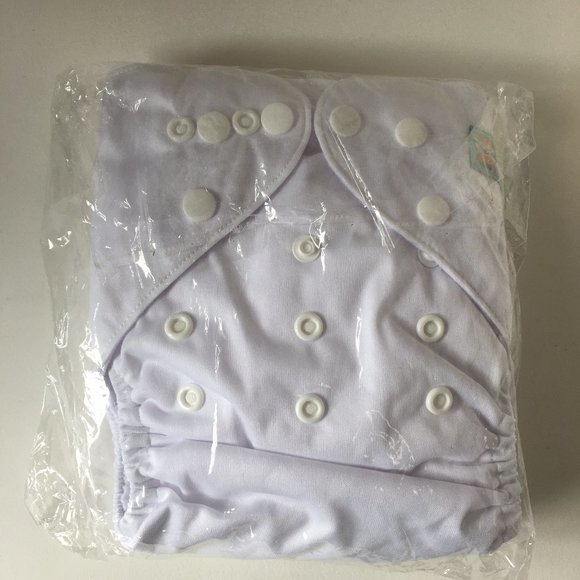 ALVA BABY Cloth Diaper ADJUSTABLE REUSABLE Pcoket w/ Insert White New - Picture 1 of 11